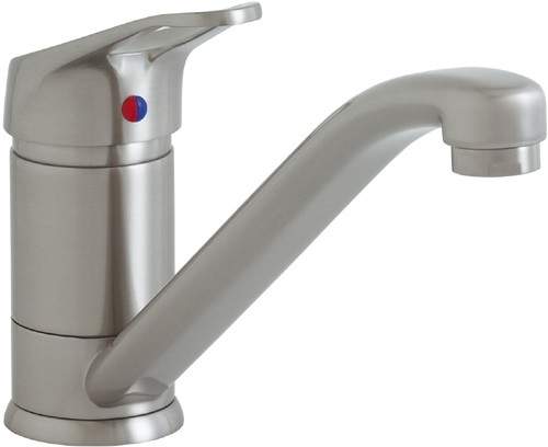 Astracast Single Lever Finesse monoblock kitchen tap in brushed steel.