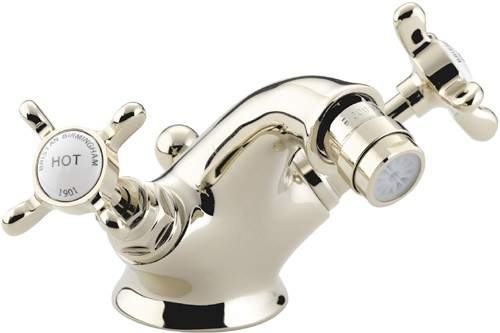 Bristan 1901 Bidet Mixer Tap & Pop Up Waste, Gold Plated.