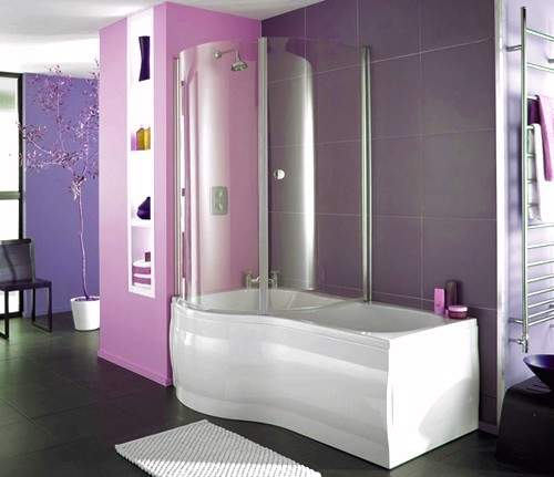 Thames Complete Shower Bath (Left Hand). 1700x700mm.