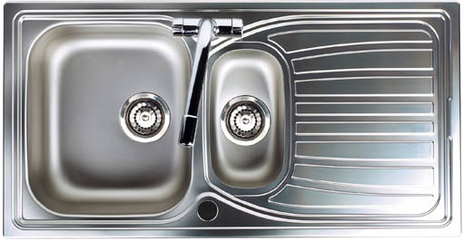 Alto 1.5 bowl satin polished kitchen sink. technical image