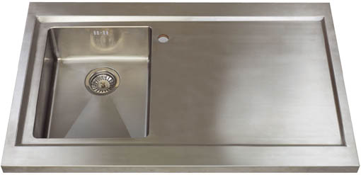 Bistro 1.0 bowl sit on work centre with right hand drainer & extras. technical image