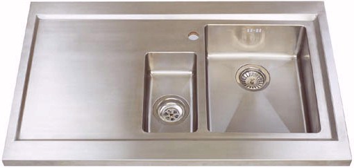 Bistro 1.5 bowl sit on work centre with left hand drainer & extras. technical image