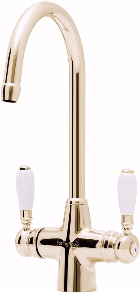 Colonial Water Filter Kitchen Tap in gold. technical image
