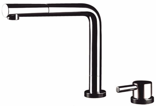 Conforto chrome kitchen mixer tap with pull out rinser. technical image