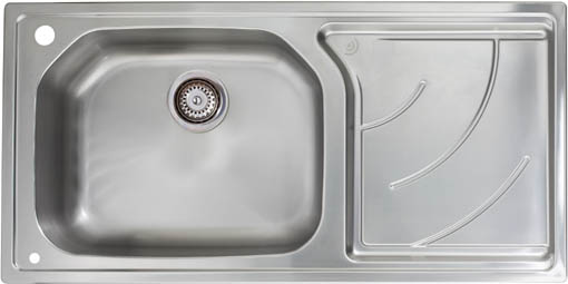 Echo 1.0 bowl stainless steel kitchen sink with right hand drainer. technical image