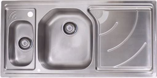 Echo 1.5 bowl stainless steel kitchen sink with right hand drainer. technical image
