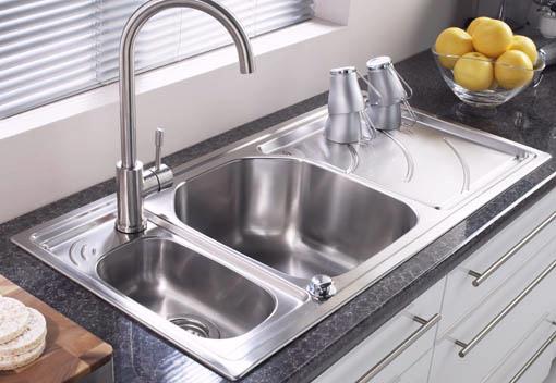 Echo 1.5 bowl stainless steel kitchen sink with right hand drainer. technical image