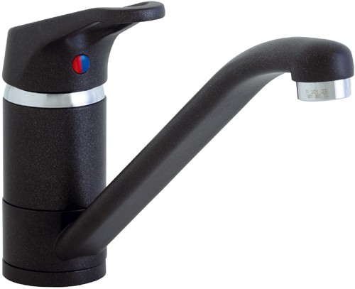 Finesse monoblock kitchen tap. All Volcano Black. technical image