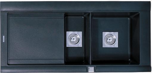 Additional image for Geo 1.5 bowl black composite kitchen sink, left handed.