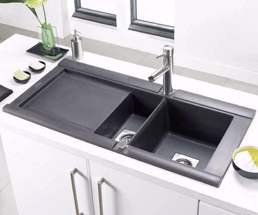 Additional image for Geo 1.5 bowl black composite kitchen sink, left handed.