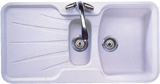 Additional image for Korona 1.5 bowl granite rok opal white composite kitchen sink.