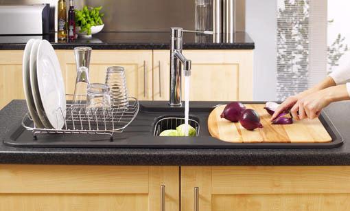 Korona 1.5 bowl rok metallic black composite kitchen sink. technical image