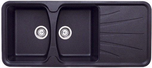 Korona 2.0 bowl rok metallic black composite kitchen sink. technical image