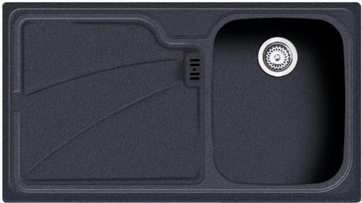 Additional image for Lausanne 1.0 bowl black composite kitchen sink, left handed.