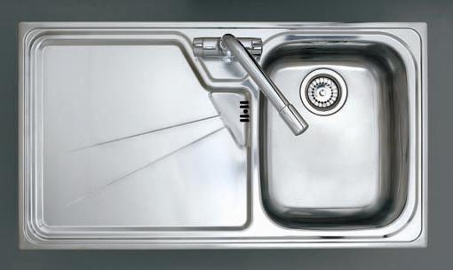 Lausanne 1.0 bowl stainless kitchen sink with left hand drainer. technical image