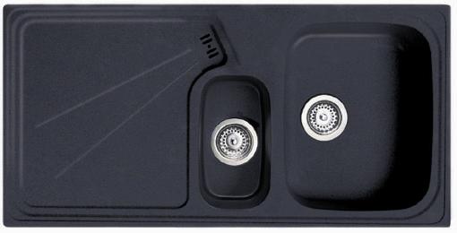 Lausanne 1.5 bowl black composite kitchen sink, left handed. technical image