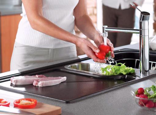 Lausanne 1.5 bowl black composite kitchen sink, right handed. technical image