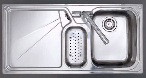 Lausanne 1.5 bowl stainless kitchen sink, left drainer & Extras. technical image
