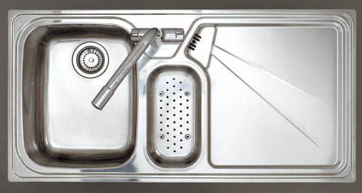 Lausanne 1.5 bowl stainless kitchen sink, right drainer & Extras. technical image