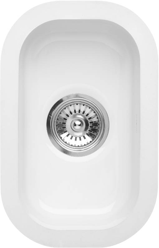 Lincoln undermount ceramic kitchen half-bowl. technical image