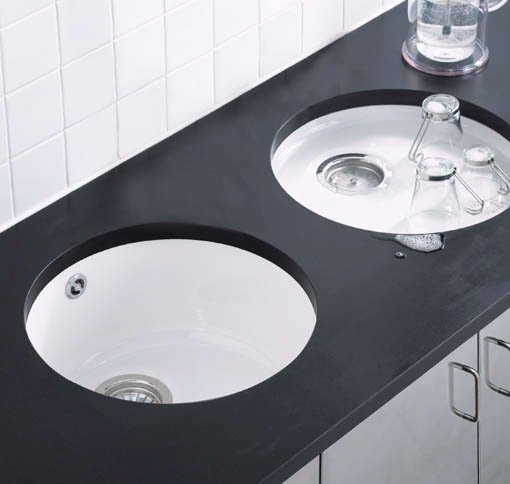 Lincoln round undermount ceramic drainer. technical image