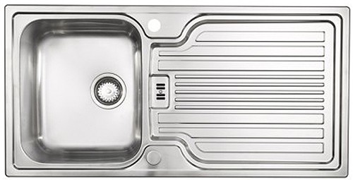 Montreux 1.0 bowl brushed stainless steel kitchen sink & Extras. technical image