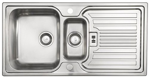Montreux 1.5 bowl brushed stainless steel kitchen sink & Extras. technical image