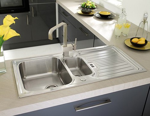 Montreux 1.5 bowl brushed stainless steel kitchen sink & Extras. technical image
