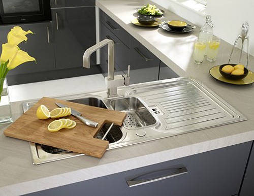 Montreux 1.5 bowl brushed stainless steel kitchen sink & Extras. technical image