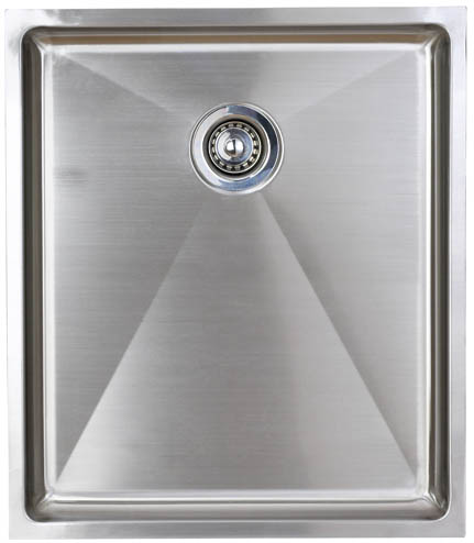 Onyx flush inset kitchen drainer in brushed steel finish. technical image