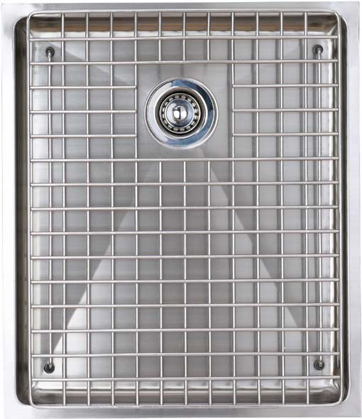 Onyx flush inset kitchen drainer in brushed steel finish. technical image