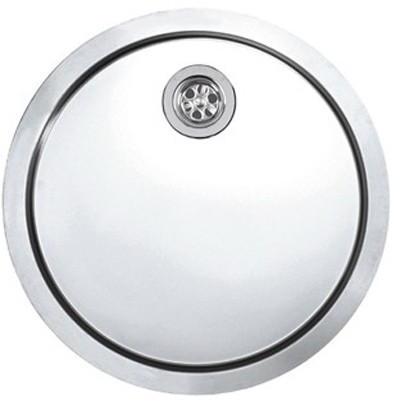 Onyx inset round kitchen drainer in polished steel finish. technical image
