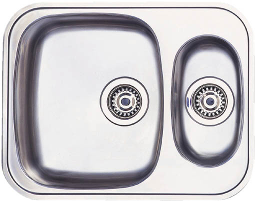 Opal 1.5 bowl polished steel undermount kitchen sink. technical image