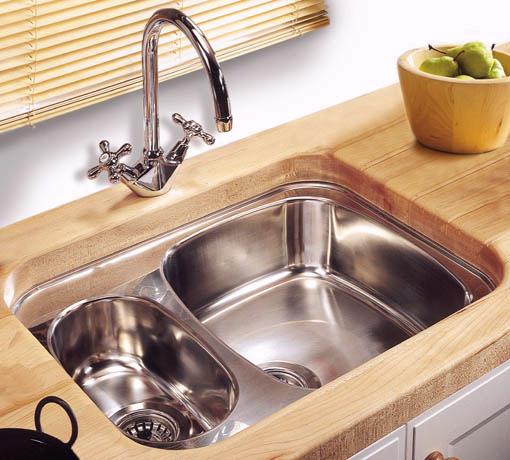 Opal 1.5 bowl polished steel undermount kitchen sink. technical image