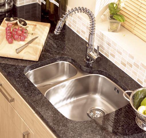 Opal S3 1.5 bowl left handed stainless steel kitchen sink. technical image