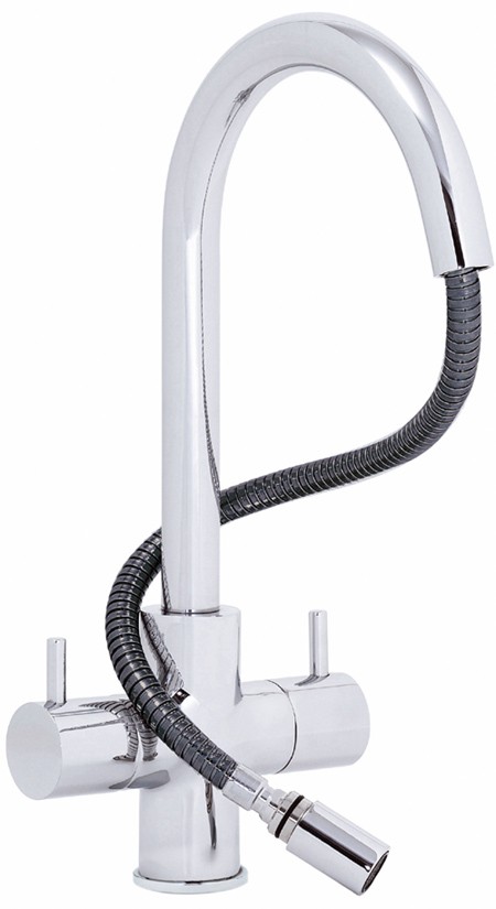 Shannon 421 mono kitchen mixer tap, pull out rinser. technical image