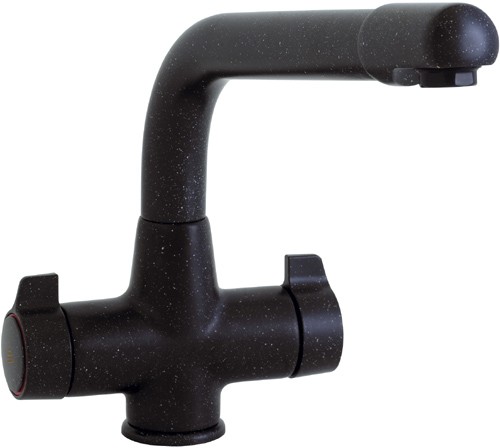 Targa kitchen mixer tap. Smokestone black colour. technical image