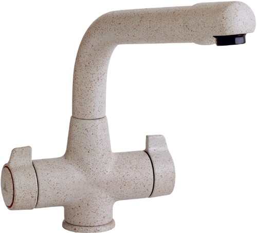 Targa kitchen mixer tap. Island Sand white colour. technical image