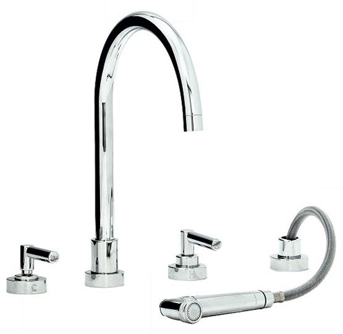Atlas 4 Hole Kitchen Tap With Spray (Chrome). technical image