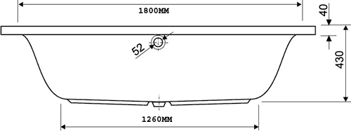 Aquamaxx Whirlpool Bath. 8 Jets. 1800x800mm. technical image