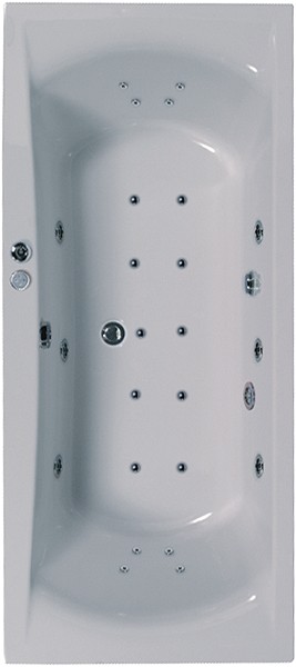 Eclipse Double Ended Whirlpool Bath. 24 Jets. 1900x900mm. technical image