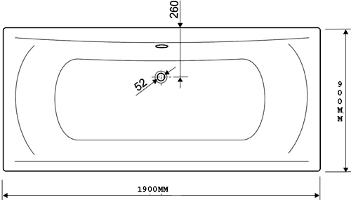 Eclipse Double Ended Whirlpool Bath. 24 Jets. 1900x900mm. technical image