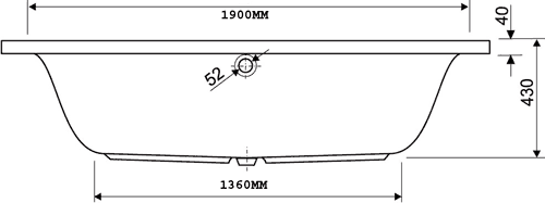 Eclipse Double Ended Whirlpool Bath. 24 Jets. 1900x900mm. technical image