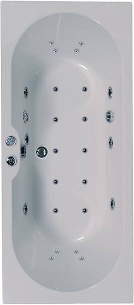 Eclipse Double Ended Whirlpool Bath. 24 Jets. 1700x750mm. technical image