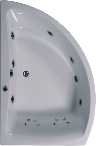 Corner Whirlpool Bath. 14 Jets. Left Handed. 1500x1000mm. technical image