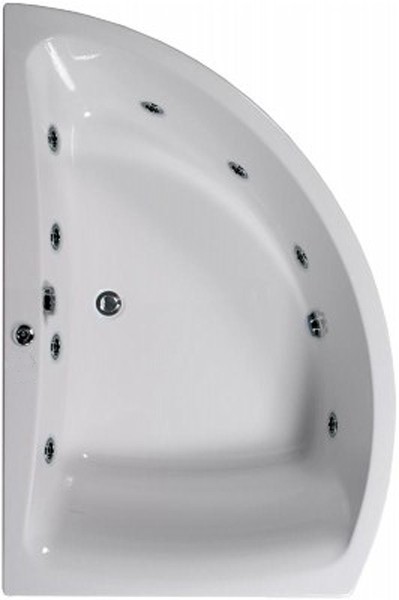 Corner Whirlpool Bath, 8 Jets. Left Handed. 1500x1000mm. technical image