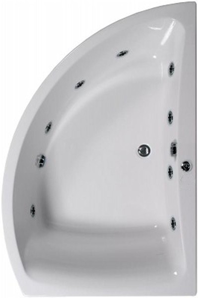 Corner Whirlpool Bath, 8 Jets. Right Handed. 1500x1000mm. technical image