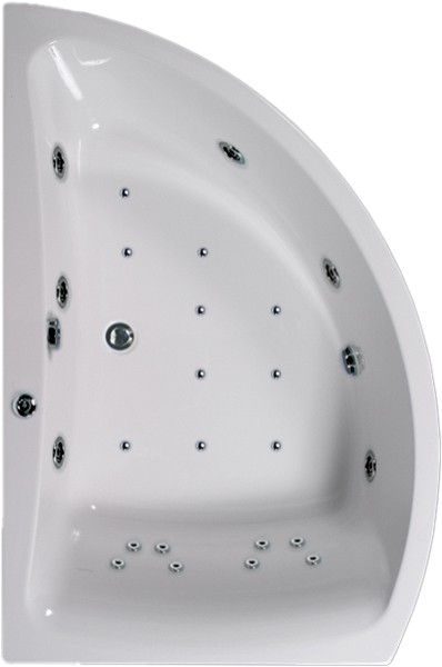 Eclipse Corner Whirlpool Bath. 24 Jets. Left Hand. 1500x1000. technical image