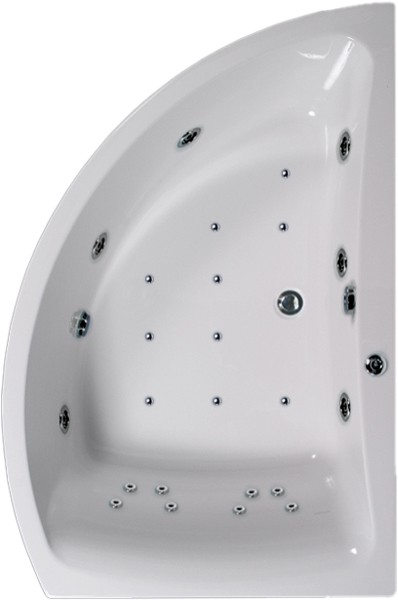 Eclipse Corner Whirlpool Bath. 24 Jets. Right Hand. 1500x1000 technical image