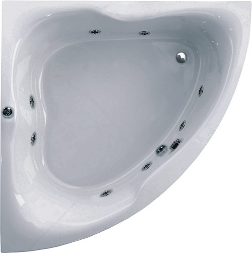 Corner Whirlpool Bath. 8 Jets. 1400x1400mm. technical image